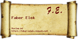 Faber Elek névjegykártya